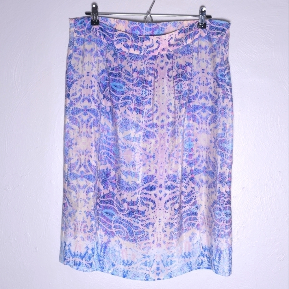 Maeve Anthropologie Waimea Silk Women Double Split Slit Maxi Skirt Large